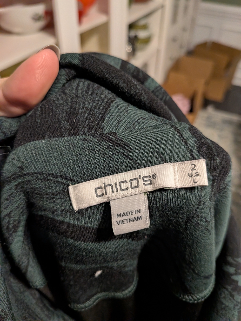 Green & Black Marbled Zenergy Quarter-Zip Sweater Chico's Size 2 (Large) - Picture 3 of 3